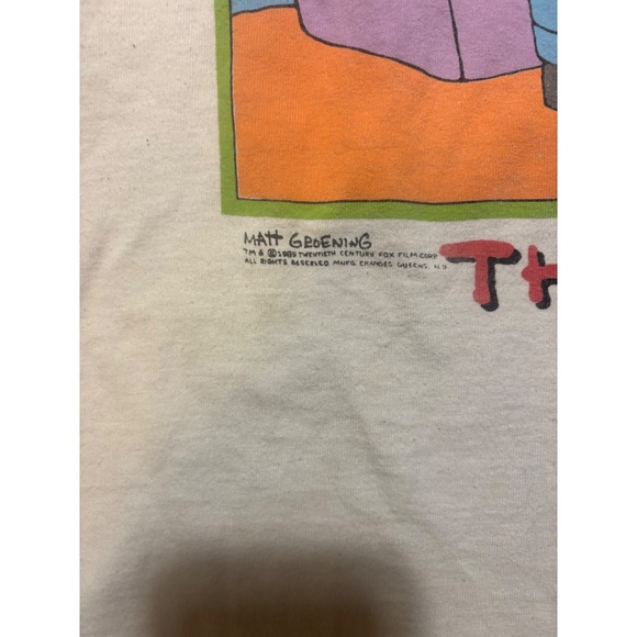 Vintage 1989 The Simpsons Family Bonding T-Shirt White Large Matt Groening 80s - Picture 5 of 7